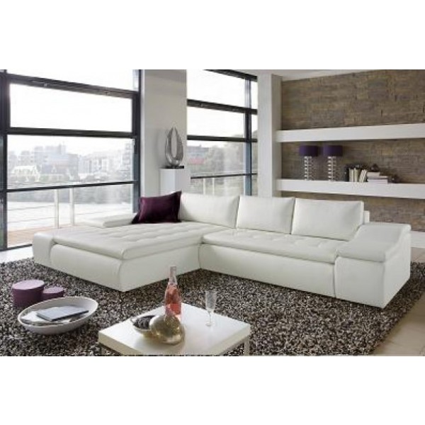Hoekbank Lazy Wit + slaapfunctie