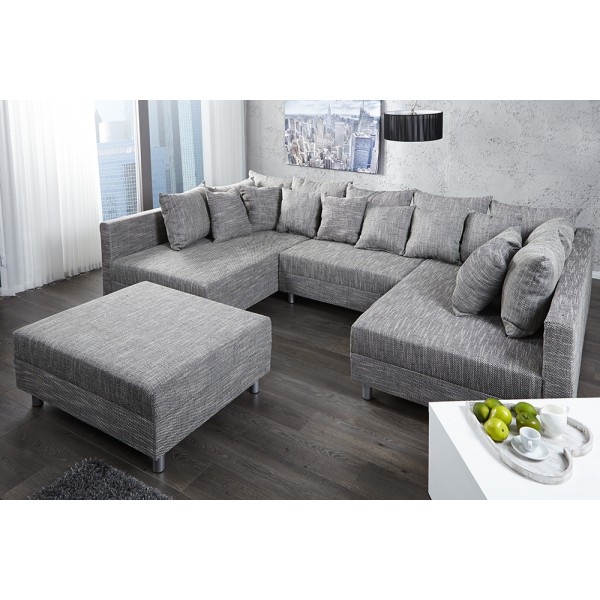 Hoekbank Loft XXL - Antraciet + hocker