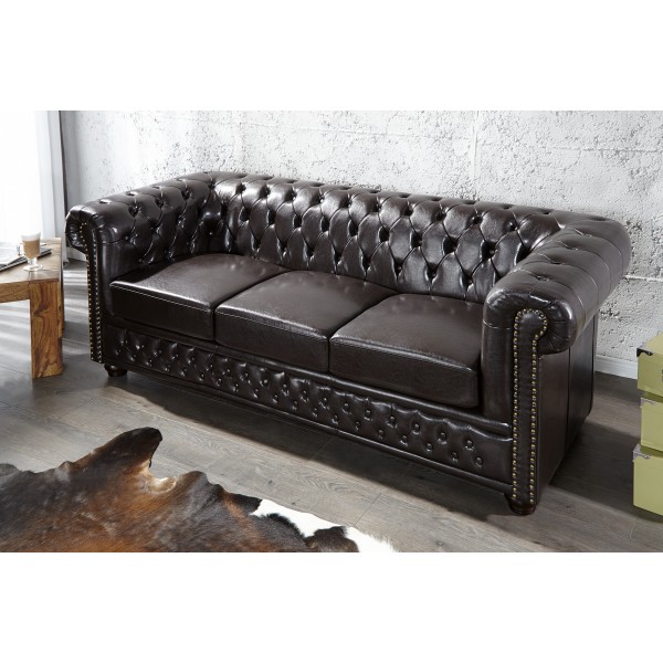 Chesterfield 3zitsbank - Koffiebruin