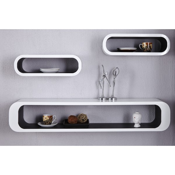 Wandkast Cube Set van 3 Zwart