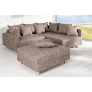 Hoekbank links/rechts Loft - Cappuccino + hocker