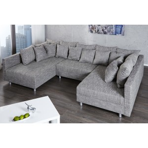 Hoekbank Loft XXL - Antraciet + hocker