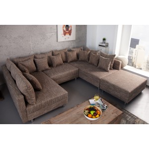 Hoekbank Loft XXL + hocker Loft - Koffiebruin