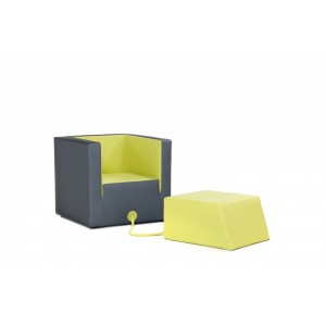 Fauteuil Armchair - Grijs zijden / Acid Green Nabuk