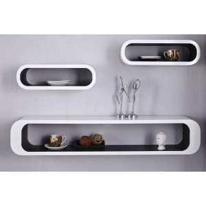 Wandkast Cube Set van 3 Zwart